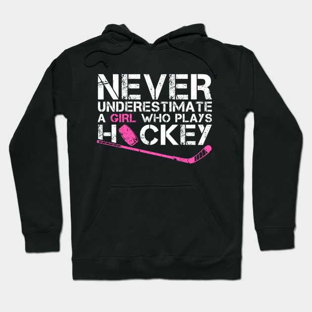 Funny Ice Hockey Player For Women Girls Hockey Lovers Hoodie by MetalHoneyDesigns